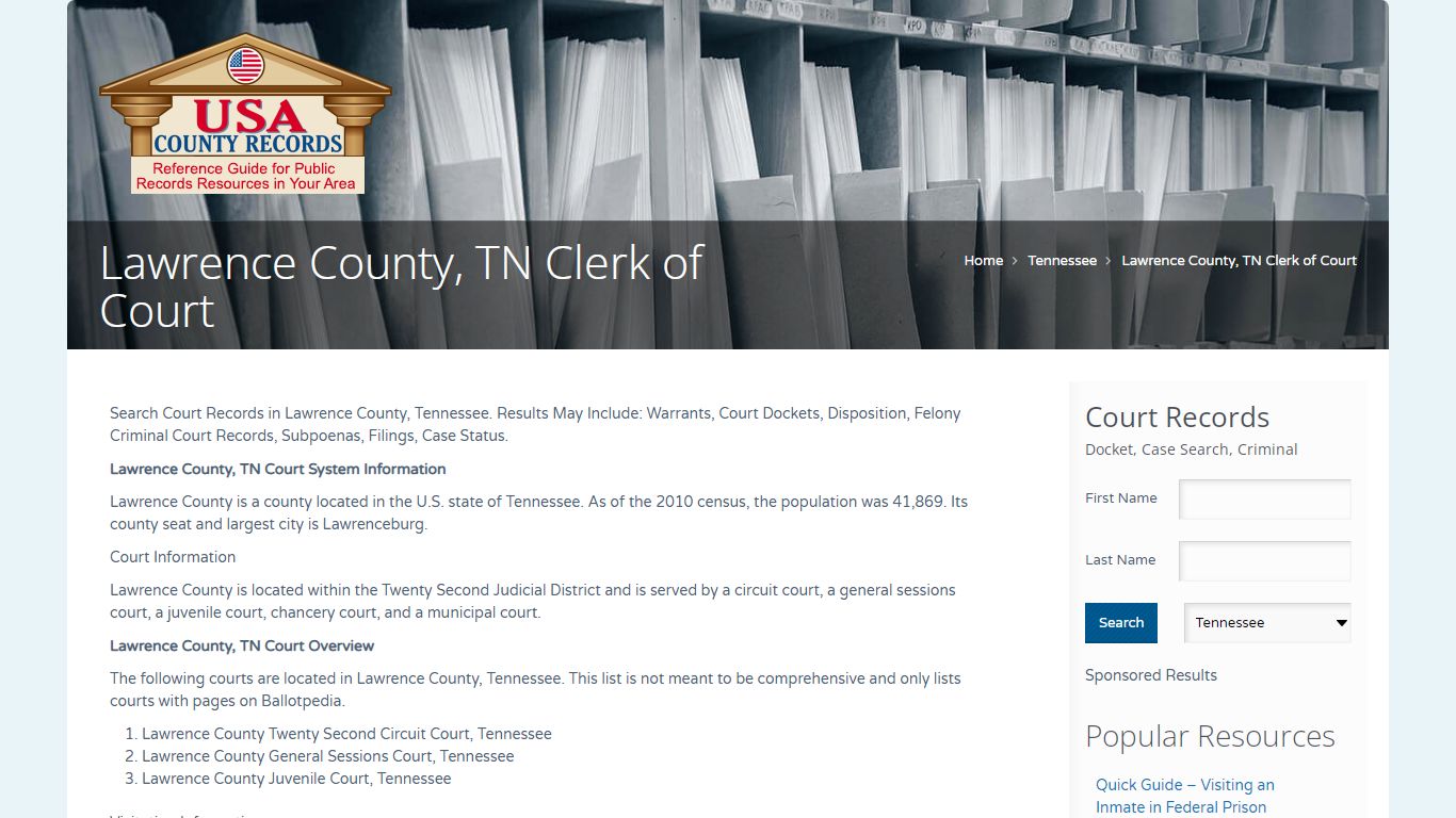 Lawrence County, TN Clerk of Court | Name Search